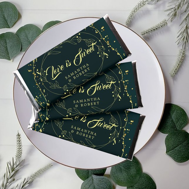 Modern Sage Green Love is Sweet Wedding Hershey Bar Favors (WEDDING FAVORS)
