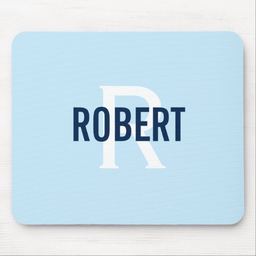 Modern sage green men monogram name mouse pad