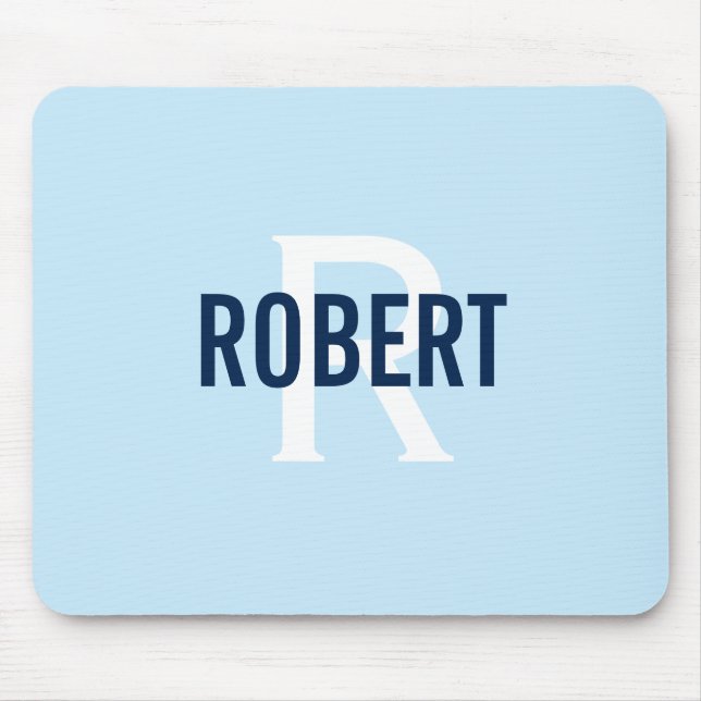 Modern sage green men monogram name mouse pad (Front)