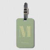 Monogram Sage Green Printed Leather Art Custom Luggage Tag