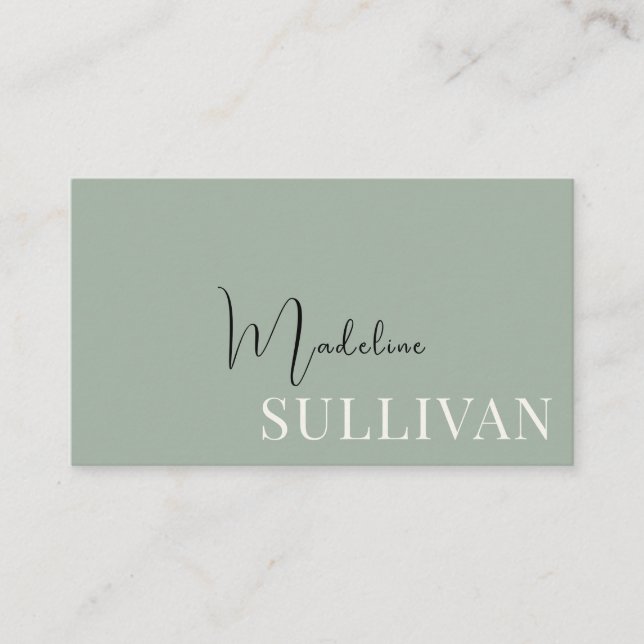 Modern Sage Green Minimalist  Business Card (Front)