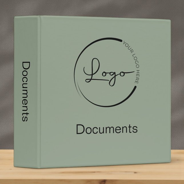 Modern Sage Green Minimalist Logo Professional 3 Ring Binder (Creator Uploaded)