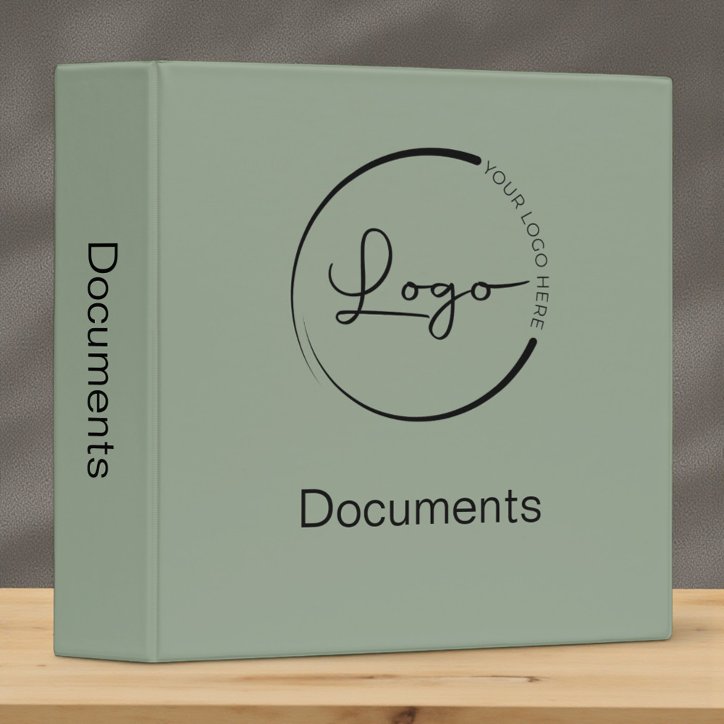 Modern Sage Green Minimalist Logo Professional 3 Ring Binder