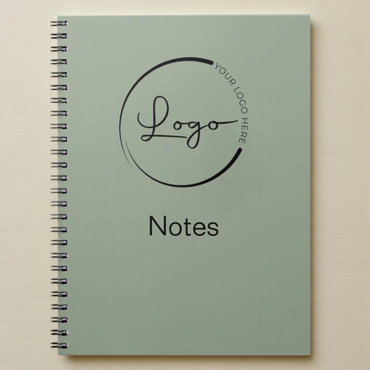Modern Sage Green Minimalist Logo Professional Notebook