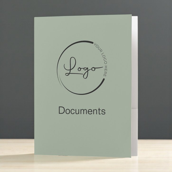 Modern Sage Green Minimalist Logo Professional Pocket Folder