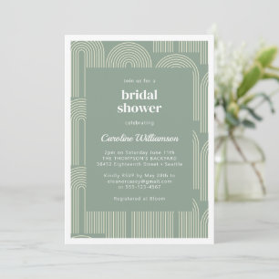 Modern Sage Green Minimalist Retro Bridal Shower Invitation