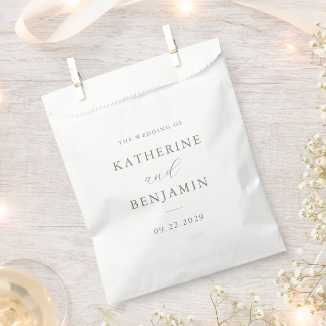 Modern Sage Green Minimalist Wedding Favor Bag (Clipped)