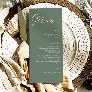 Modern Sage Green Minimalist Wedding Menu