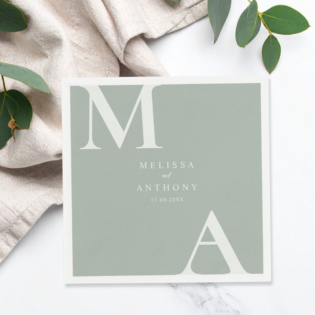 Modern Sage Green Minimalist Wedding Napkins (Creator Uploaded)