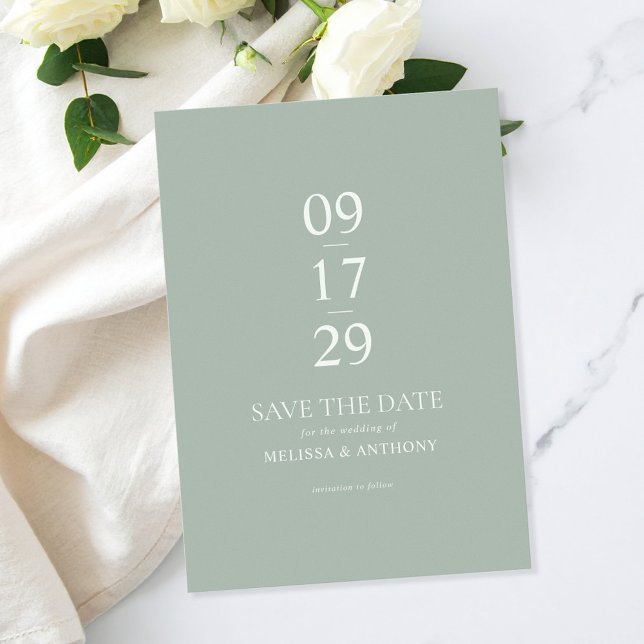 Modern Sage Green Minimalist Wedding Save The Date (Creator Uploaded)