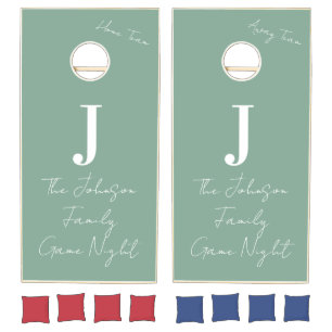 Modern Sage Green Monogram Family Game Night