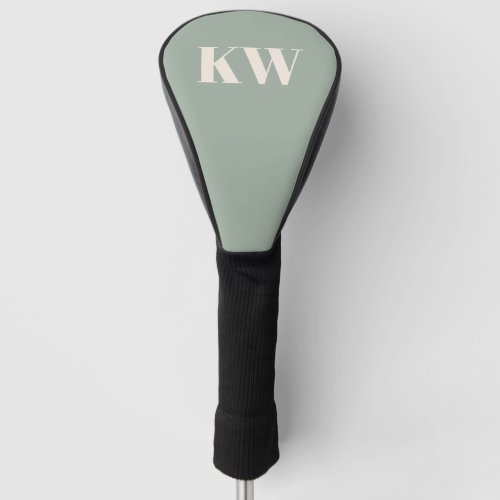 Modern Sage Green Monogram Initials Personalized Golf Head Cover
