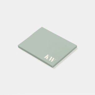 Modern Sage Green Monogram Initials Personalized Post-it Notes