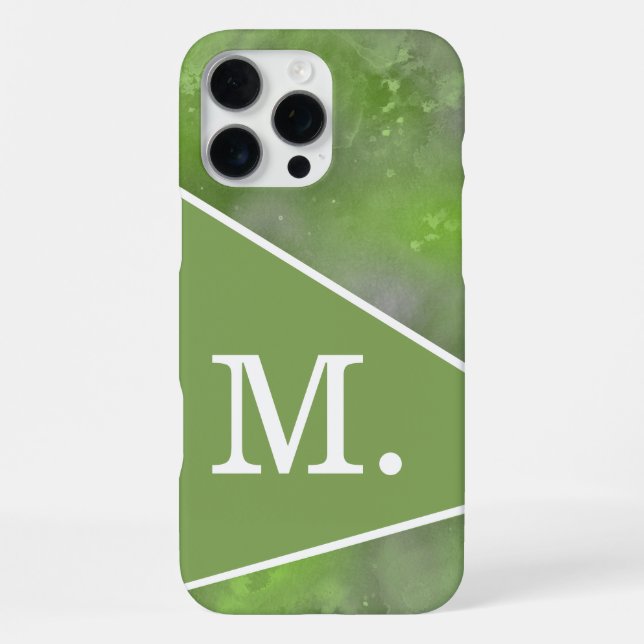 Modern Sage Green Monogram Iphone Case (Back)