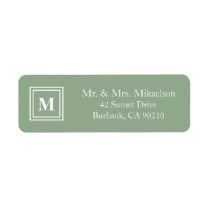 Modern Sage Green Monogram Label