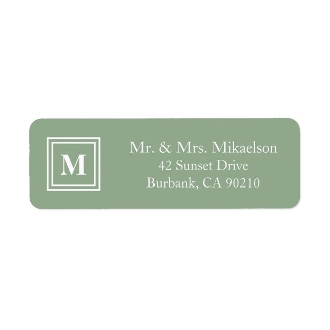 Modern Sage Green Monogram Label (Front)
