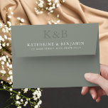 Modern Sage Green Monogram Minimalist Wedding Envelope<br><div class="desc">Personalize your wedding stationery with these minimalist wedding envelopes. Features your custom monogram initials,  names and return address in elegant modern typography on sage green color envelope.</div>