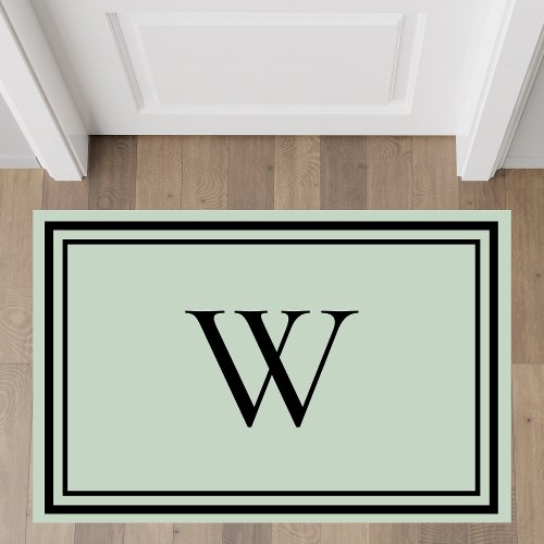 Modern Sage Green Monogram Rug