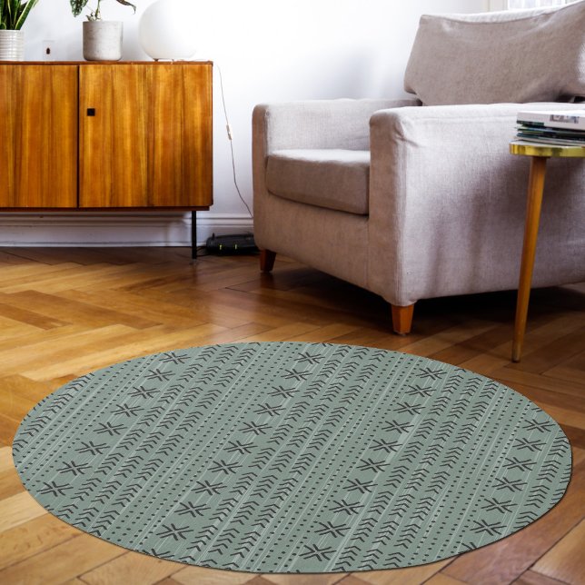 Modern Sage Green Mudcloth African Pattern Rug (Modern Sage Green Mudcloth African Pattern Rug)