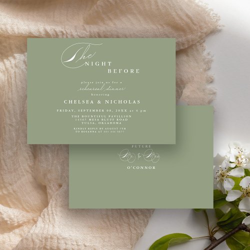 Modern Sage Green Night Before Rehearsal Dinner Invitation