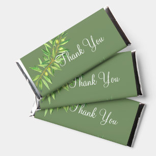 Modern sage green olive branch Candy Wrapper Label Hershey Bar Favors