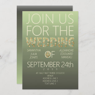 Modern Sage Green Ombre Floral Greenery Wedding Invitation