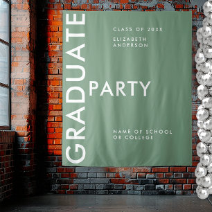Modern Sage Green Personalize Graduation Backdrop