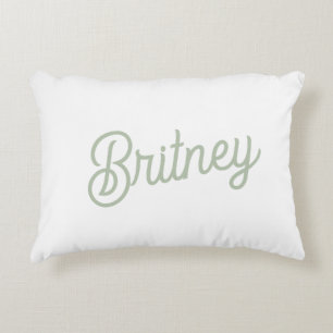 Modern Sage Green Personalized Monogram and Name Accent Pillow
