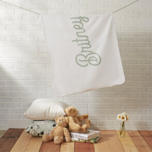Modern Sage Green Personalized Monogram and Name Baby Blanket