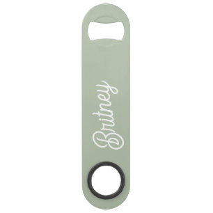 Modern Sage Green Personalized Monogram and Name  Bar Key