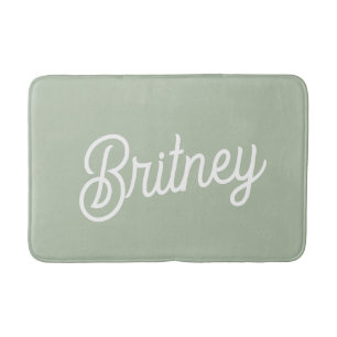 Modern Sage Green Personalized Monogram and Name  Bath Mat