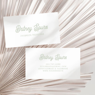 Modern Sage Green Personalized Monogram and Name Business Card
