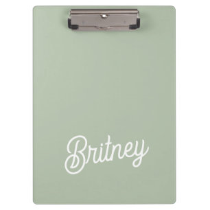 Modern Sage Green Personalized Monogram and Name  Clipboard