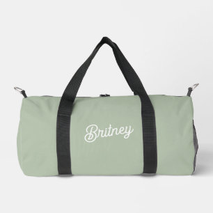 Modern Sage Green Personalized Monogram and Name  Duffle Bag