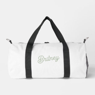Modern Sage Green Personalized Monogram and Name  Duffle Bag