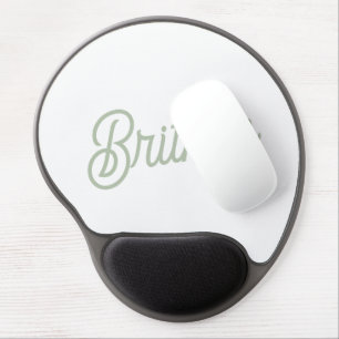 Modern Sage Green Personalized Monogram and Name Gel Mouse Pad