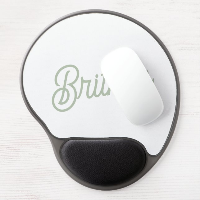 Modern Sage Green Personalized Monogram and Name  Gel Mouse Pad (Left Side)