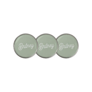 Modern Sage Green Personalized Monogram and Name  Golf Ball Marker