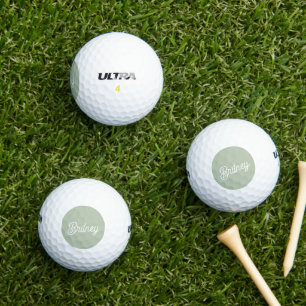 Modern Sage Green Personalized Monogram and Name  Golf Balls