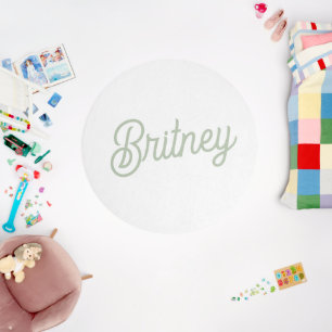 Modern Sage Green Personalized Monogram and Name  Outdoor Rug