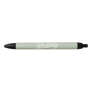 Modern Sage Green Personalized Monogram and Name Pen