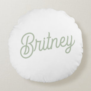 Modern Sage Green Personalized Monogram and Name Round Pillow