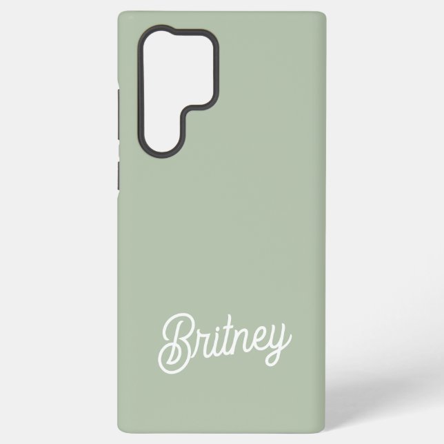 Modern Sage Green Personalized Monogram and Name  Samsung Galaxy Case (Back)