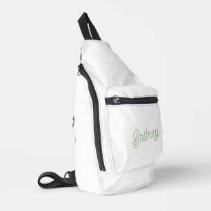 Modern Sage Green Personalized Monogram and Name  Sling Bag