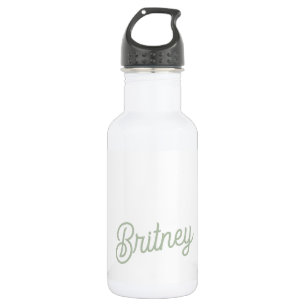 Modern Sage Green Personalized Monogram and Name Stainless Steel Water Bottle