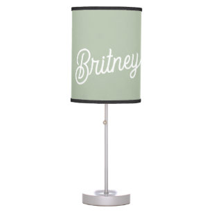 Modern Sage Green Personalized Monogram and Name Table Lamp
