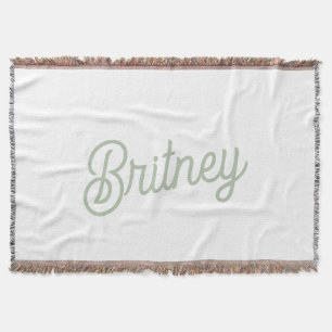 Modern Sage Green Personalized Monogram and Name Throw Blanket