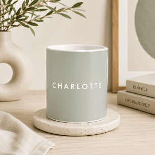 Modern Sage Green Personalized Name Mug