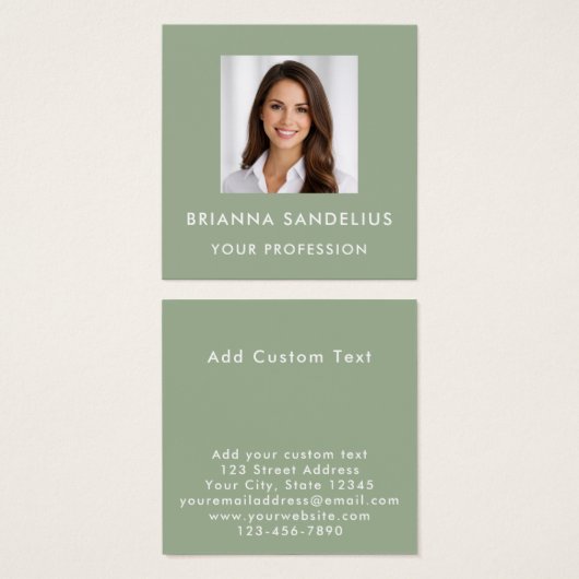 Modern Sage Green Photo Template Professional (Front & Back)