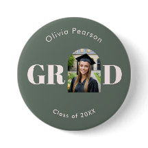 Modern Sage Green Pink Arch Photo Graduation